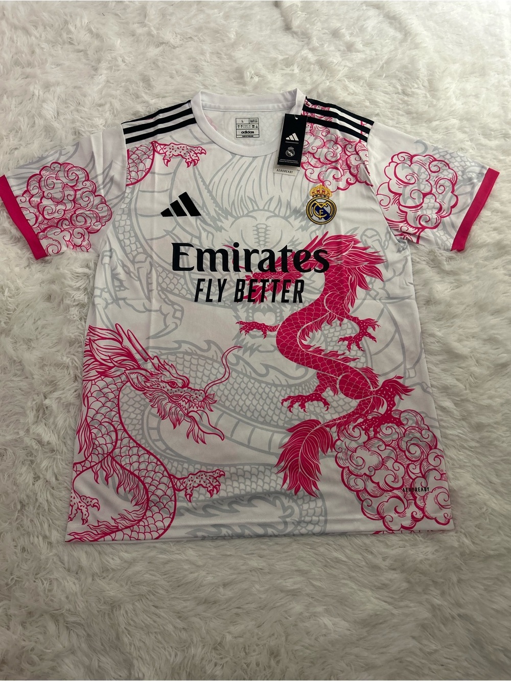 adidas White & Pink Dragon Graphic Soccer Jersey